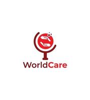 plantilla de diseño de logotipo de vector de logotipo de cuidado mundial