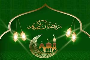 Ramadan  golden and green creative cover background design vector