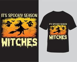 es temporada espeluznante brujas halloween camiseta plantilla de diseño descarga pro vector
