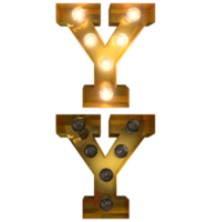 Golden Light bulb letters, typeface in ON and OFF state the character Y png