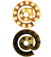 letras de lâmpada douradas, tipo de letra ligado e desligado indica o caractere em png