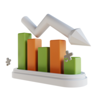 3D-Darstellung Geschäftsdiagramm nach unten png