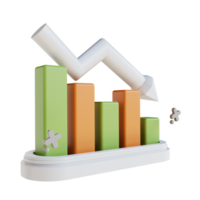 3d illustratie bedrijf diagram naar beneden png