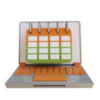 scdule de laptop de negócios de ilustração 3D e calendário png