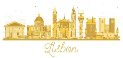 Lisbon City skyline golden silhouette. vector