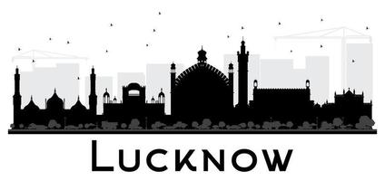 Lucknow City skyline black and white silhouette. vector