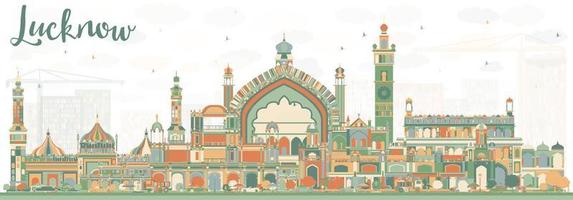 horizonte abstracto de lucknow con edificios de color. vector