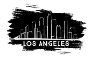 Los Angeles Skyline Silhouette. Hand Drawn Sketch. vector