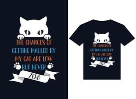 The Chances Of Getting Mauled By My Cat Are Low but never zero illustrations for print-ready T-Shirts design vector