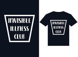 Invisible Illness Club illustrations for print-ready T-Shirts design vector