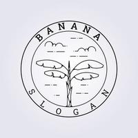 tree of banana in badge vector logo cloudy rainforest illustration design