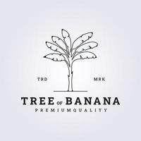 diseño de ilustración de logotipo de vector de árbol de plátano de línea
