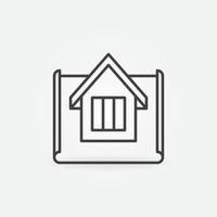 House on Paper outline vector icon. Architecture symbol