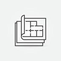 Blueprint or House Plan vector thin line concept icon