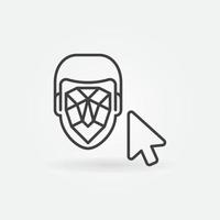 Mouse Click on Face Recognition vector line icon