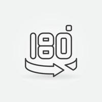 Icono o logotipo de concepto vectorial de 180 grados en estilo de línea fina vector