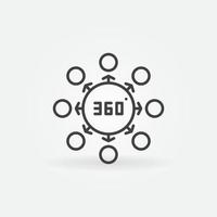 360 degrees vector concept thin line icon or symbol