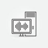 Desktop Computer with Sound Wave vector outline icon