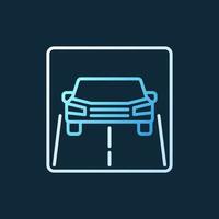 Car on Road vector colored linear icon on dark background
