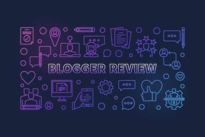 Blogger Review vector colored concept linear horizontal banner