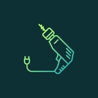 Electric Drill vector colored linear icon on dark background