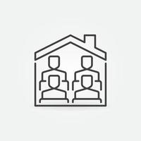 People under the Roof vector line icon. Homeschooling sign