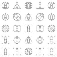 Recycle Plastic Bottle line icons set - vector Recycling signs