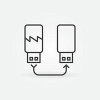 USB Flash Drive Data Recovery vector outline concept icon