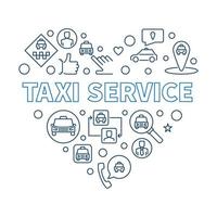 Ilustración de esquema de concepto de vector de corazón de servicio de taxi