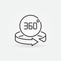 360 degree arrow with circle vector outline concept icon