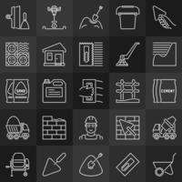 Set of concrete and cement concept outline icons vector