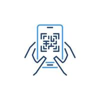 Phone with QR Code in Hands vector concept colored icon