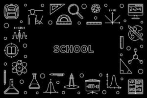 School concept horizontal outline frame. Vector illustration