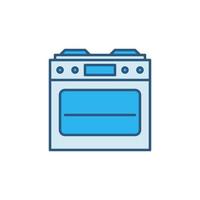 Gas Stove with Oven vector concept blue icon - Front View