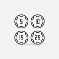 4 fichas de póquer concepto vector icono en estilo de línea fina
