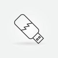 Broken USB Drive vector concept icon in outline style