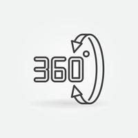 vector icono lineal de 360 grados. símbolo de esquema de rotación