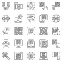 QR Code outline vector concept icons set