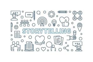 Storytelling vector concept horizontal outline illustration