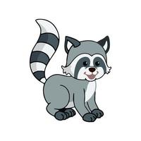 Illustration of cute racoon. Racoon animal vector. Suitable for children's book design elements. Introduction of racoon to children. Books or posters about animal vector