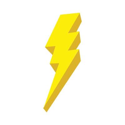The lightning symbol is golden yellow. 3D lightning icon. Suitable for use as a promotional design element or a thunderous flash sale