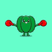 lindo cactus mascota dibujos animados jugando deporte wi boxeo vector