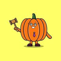 personaje de mascota de dibujos animados lindo juez sabio calabaza vector