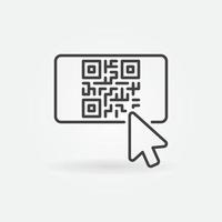 haga clic con el mouse en el icono de concepto de línea delgada de vector de código qr