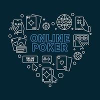 Online Poker vector outline heart-shaped illustration