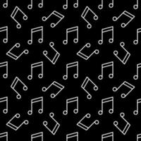 Musical Note vector dark seamless pattern or background