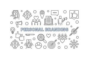 Personal Branding vector concept thin line horizontal illustration