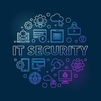 Vector IT Security round concept linear colored illustration