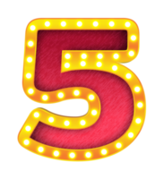 5 alphabet de signe d'ampoule de cinéma rétro png