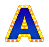 un alphabet de signe d'ampoule de cinéma rétro png